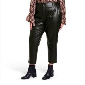 Nili Lotan x Target Faux Leather Pants 16W 18W Anthracite Black NWT